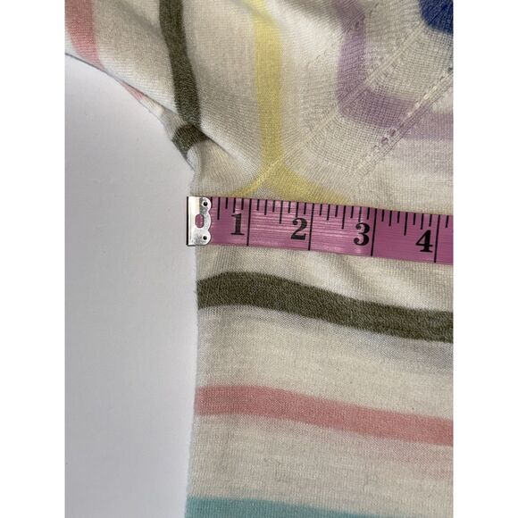 Talbots V Neck Rainbow Striped Knit Top 3/4 Sleeve Lightweight Blouse Sweater 1X - Picture 12 of 16